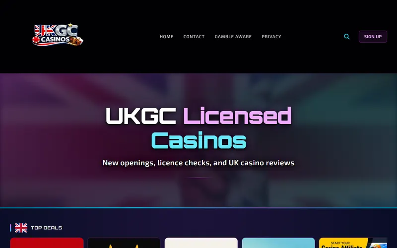 UKGC Casinos homepage, built on CasinoAffiliateHost