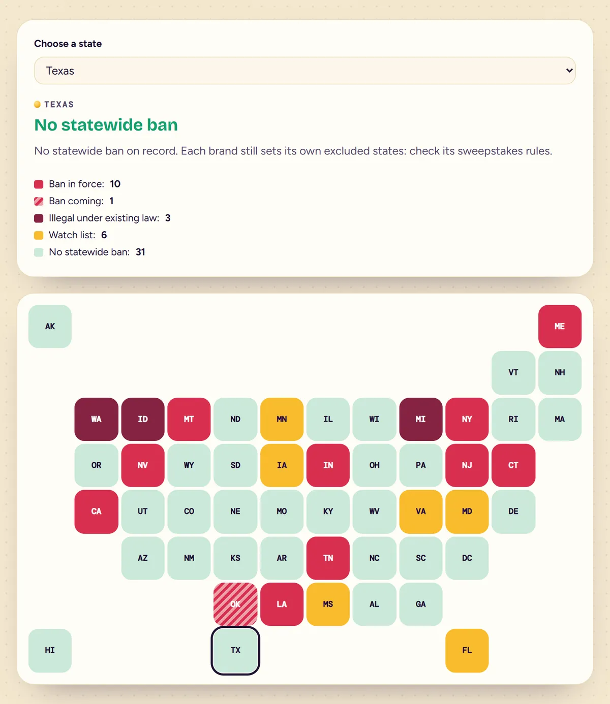 “Can I play in my state?” on the Coin Arcade demo